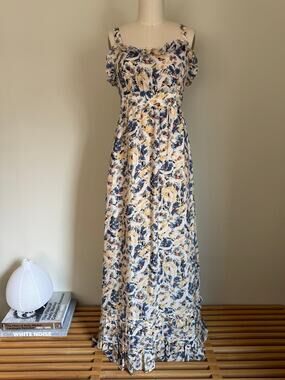 MOULINETTE SOEURS ANTHROPOLOGIE FLORAL RUFFLE MAXI DRESS SIZE 2